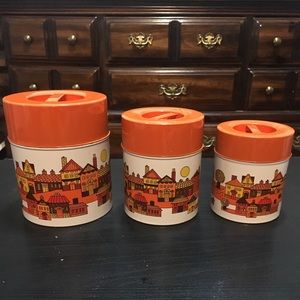 Vintage orange house canister set